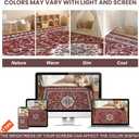 Luxury 5' x 7' Red Living Room Rug, Washable Non Slip Area Rugs, Boho Low Pile Carpet for Bedroom, Dinning Room, Office, Bathroom, Laundry Room, Farmhouse