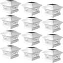 Davinci Lighting Renaissance Solar Outdoor Post Cap Lights - Includes Bases for 4x4 5x5 6x6 Posts - Bright LED Light - Pearl White (12 Pack)