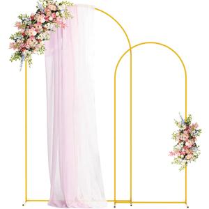 Fomcet Metal Arch Backdrop Stand Set of 2 Gold Wedding Arch Stand 7.2FT & 6FT Arched Backdrop Frame for Birthday Party Baby Shower Graduation Ceremony Decoration