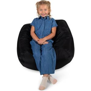 Big Joe Classic Bean Bag Chair, Black Smartmax, Durable Polyester Nylon Blend, 2 feet Round (Single, Stretch Limo Black)