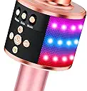 BONAOK Karaoke Microphone for Kids & Adults  Bluetooth Microphones Singing Mic with Disco Lights, Echo Effect, Builtin Speaker Portable Karaoke Player for Party Travel Gifts Q78(Rose Gold)