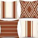 DFXSZ Outdoor Pillow Covers 18x18 Inch Set of 4 Rust Waterproof Modern Geometry Throw Pillows Outdoor Summer Waterproof Decor for Patio Funiture Garden Polyester Cushion Covers 013M18