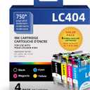 LC404 MFC-J1205W LC404XL Ink Cartridges Replacement Compatible for Brother LC 404 LC404XL LC-404 Work with MFC-J1205W MFC-J1215W MFC-J1205W XL Printer (4 Pack, Black Cyan Magenta Yellow)