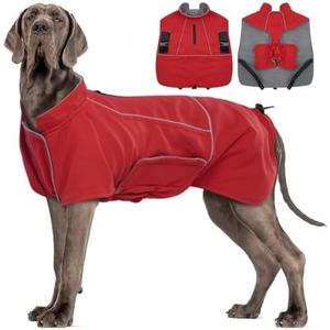MIGOHI Dog Winter Jacket,Dog Coat Waterproof,4XL Winter Snow Coat with Fleece Lining for Large Dogs Boys Girls,Snowproof Pet Jacket,Great Dane,Mastiff,Red