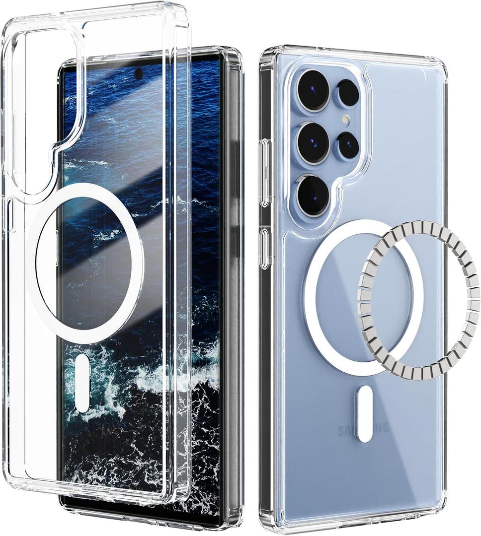 IDweel Magnetic for Galaxy S25 Ultra Case,Compatible with Magsafe,Shockproof Shock Absorption,Slim Fit & Lightweight,Scratch-Resistant Protective Bumper Cover for Samsung Galaxy S25 Ultra 6.9",Clear