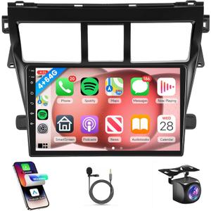 4G+64G Car Radio Stereo for Toyota Yaris VIOS 2007-2013, Rimoody Android 13 Wireless Carplay and Android Auto Mirror Link GPS WiFi 9 Inch Touch Screen Bluetooth FM EQ SWC Backup Camera