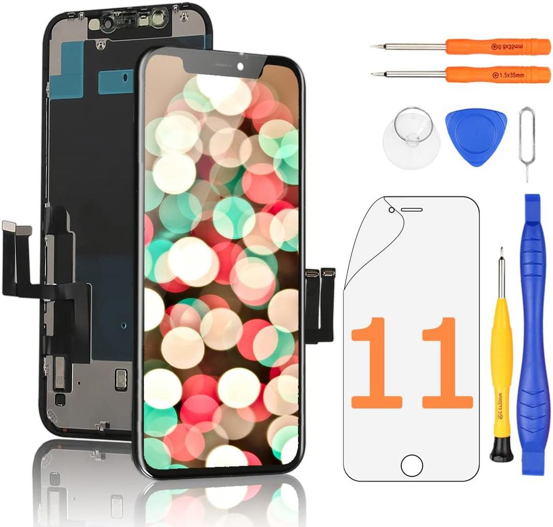 Yodoit for iPhone 11 Screen Replacement Kit Full HD COF LCD Display 3D Touch Digitizer Frame Full Assembly with Repair Tool for Model A2111, A2223, A2221 Black 6.1inch