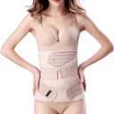 ChongErfei 3 in 1 Postpartum Support - Recovery Belly/waist/pelvis Belt Shapewear Slimming Girdle, Beige, L For Posture Correction