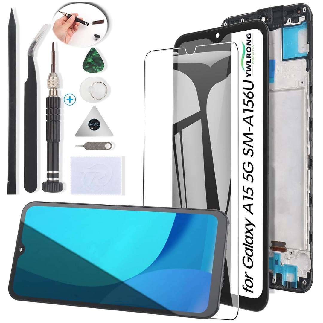 YWLRONG for Samsung Galaxy A15 5G Screen Replacement for Samsung Galaxy A15 4G A155U A156U LCD Display Touch Screen Digitizer Assembly Replacement with Toolswith Frame