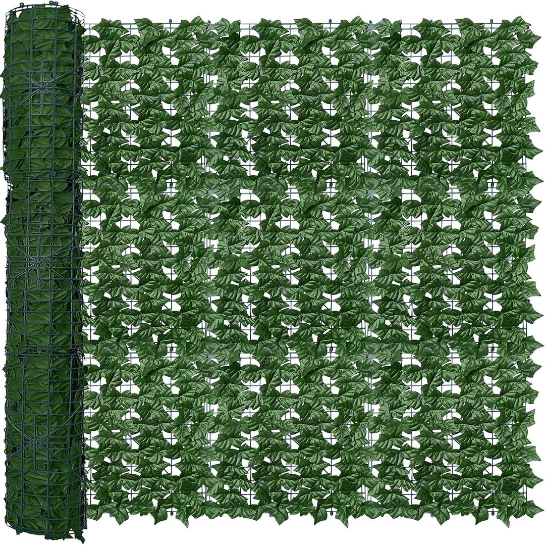 ODTORY Artificial Fence Privacy Screen: 5FT x 20FT UV-Anti Faux Greenery Backdrop Ivy Chain Link Shades Panels for Patio, Balcony, Garden,Deck,Backyard Indoor Outdoor Green Wall Decor