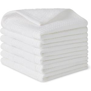 Amazon Basics Organic Cotton Waffle Kitchen Dish Cloths - Ultra Absorbent, Quick Drying, Lint-Free, 12 x1 2 inches, 6-Pack, White