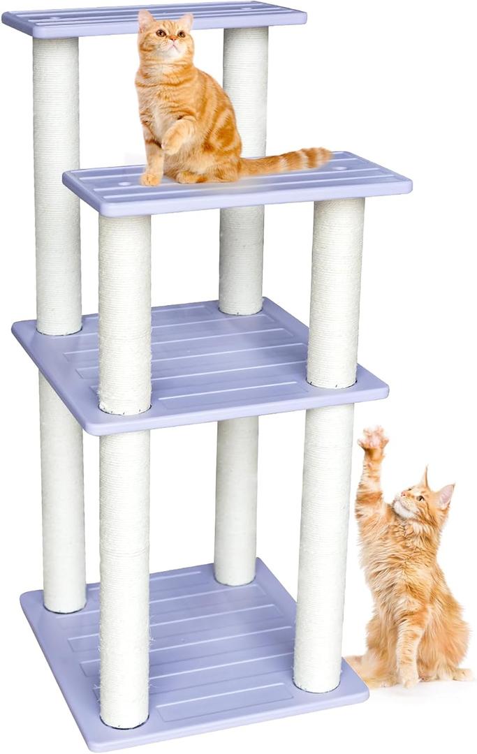 46 Inches Outdoor Cat Tower, Large Multi Level Cat Tree with Big Polypropylene Rope Scratching Posts for Indoor and Outdoor Cats