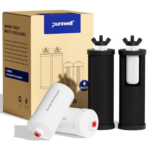 Purewell 8-Stage PF-3&FL-2 Purification Elements Set, Replacement Filters for ProOne® and Berlkey® Filters, ProOne® Big+ or Berlkey® Big+ Water Filter System and Purewell System (4 Pack, K Series)
