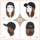 S-noilite Hat Wig for Women, Black Baseball Cap Wig with Short BOB Hair Attached Synthetic Hair Extensions Adjustable, Light Brown Highlighted Blonde