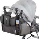 SUNVENO 2-pack Universal Stroller Organizer Caddy with Cup Holders, Wipes Pouch and Extra Storage, Zippered Mesh Side Sling for Pushchair, Black