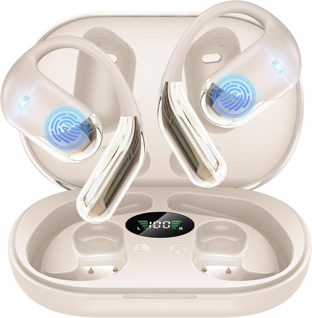 Paekole H5 AI Translation Earbuds: Real-Time 2-Way Language Translator Device (198+ Languages) for Face-to-Face & Travel, Bluetooth Headphones, Audifonos Traductores - Classic Khaqi