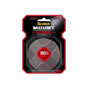 3M Scotch Mount Double Sided 1 in. W X 125 in. L Mounting Tape Black