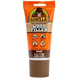 Gorilla All Purpose Wood Filler, Walnut Color, 6 Ounce Tube (Pack of 4) - Water Resistant for Indoor or Outdoor Projects and Repairs