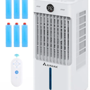 Windowless Portable Air Conditioners with Remote, 3-IN-1 Evaporative Air Cooler with Display, 2.64-Gal Tank for 10H Cooling, 3 Modes & 6 Speeds, 60° Oscillation, 12H Timer, Swamp Cooler for Indoors