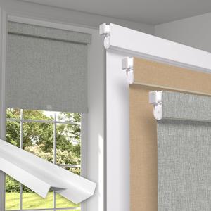No Drill No Tools Blackout Roller Shades for Indoor Windows,Linen Fabric,Cordless Roller Blinds with Light Blocking Strips,Thermal Insulated Window Blinds for Home,Bedroom,Grey.Custom Size