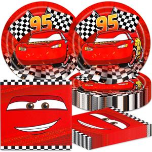40Pcs Cars Birthday Party Plates and Napkins for 20 Guests Tableware Cars Supplies for Kids Boys Girls Birthday Party Decorations