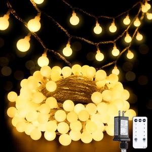 JMEXSUSS 100 LED Connectable Globe String Lights Indoor Bedroom, 33ft Warm White Christmas Lights Plug in with Remote, 8 Modes Hanging Fairy Light Outdoor for Room Classroom Party Spring Home Decor
