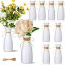 10 Pcs Plastic Flower Bud Vases Bulk with Twines Ropes Small Mini Flower Vases for Centerpieces Decorative Plastic Bottles for Wedding Reception Dining Table Home Decoration (White)