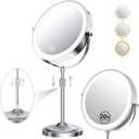 9" Magnifying Mirror with Lights 20X, Height Adjustable, Dimmable, Rechargeable, Chrome