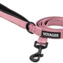 Voyager Reflective Dog Leash with Neoprene Handle, 5ft Long, Supports Small, Medium, and Large Breed Puppies, Cute and Heavy Duty for Walking, Running, and Training - Pink (Leash), S