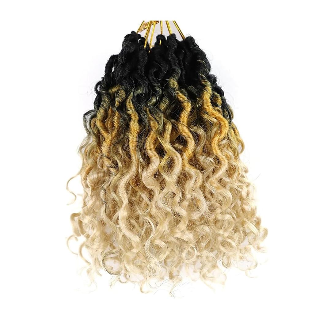 8 Inch Goddess Locs Crochet Hair 7 Packs Faux Locs Crochet Hair with Curly Ends for Black Women Pre Looped Soft Loc Crotchet Braids (8 Inch,1B/27/613)