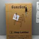 GameGem 2 Step Ladder, Folding Step Stool with Wider Pedal, Anti-Slip Feet & Non Slip Stripes, Aluminum Sturdy Material, 300Lbs Capacity, Elegant Look of Cream Chocolate Better Matches Your Home