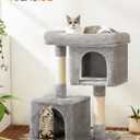 Feandrea Cat Tree, 33.1-Inch Cat Tower, Plush Condo for Large Cats up to 16 lb, Large Perch, 2 Caves, Scratching Post, Light Gray UPCT61W