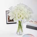 24 Pcs White Artificial Calla Lily Flower White Fake Silk Flowers Real Touch for Wedding Bouquet Office Home Kitchen Decor