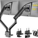 monTEK Mechanical Spring Dual Monitor Arm with USB for 27 32 34inch Screens | Black, Built-in One-Way Bearing, Holds 26.4 lbs, VESA 75/100mm, C-Clamp/Grommet Base & Cable Management, Office, Home, Game