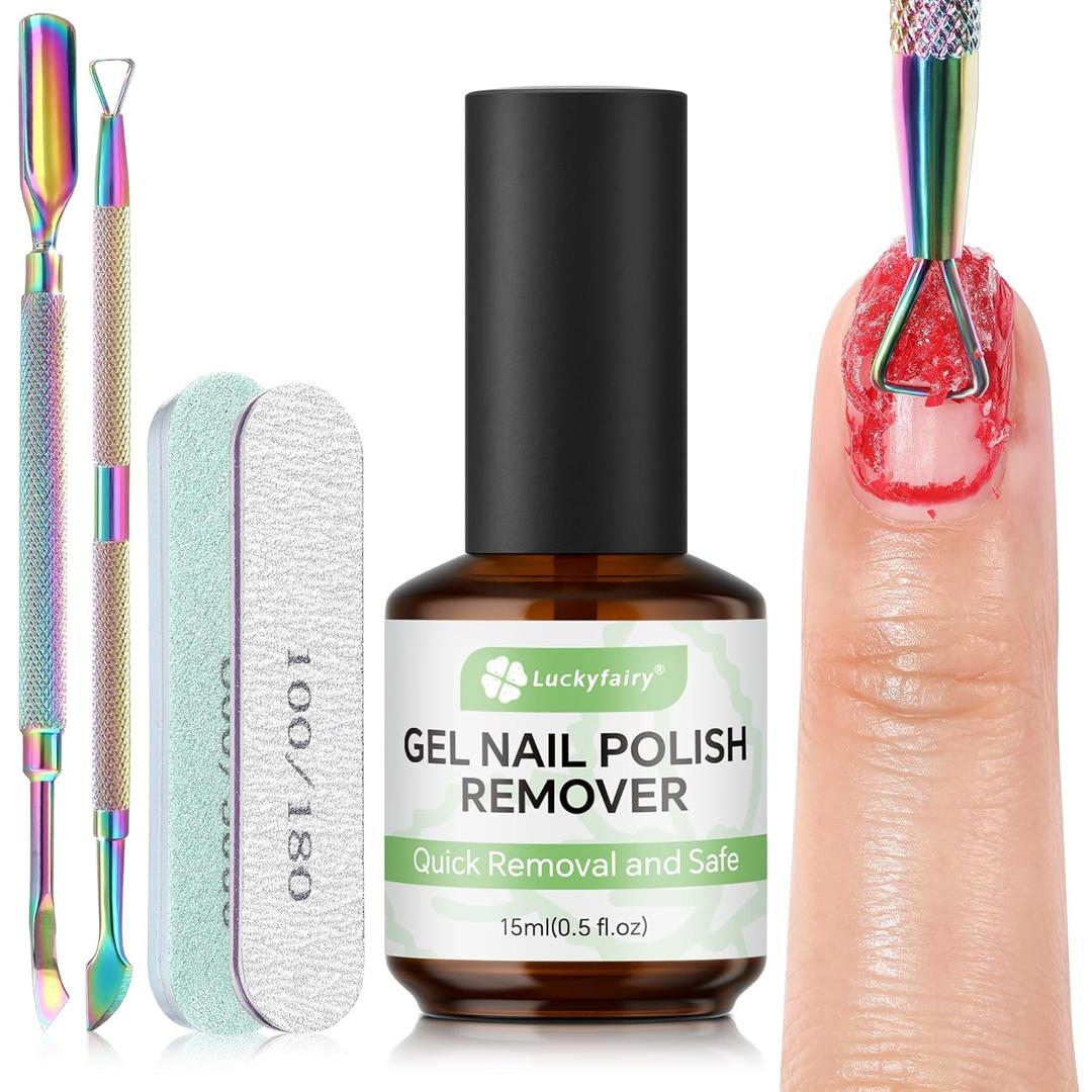 Gel Nail Polish Remover: 5Pcs Gel Polish Remover Kit for Nails, Acetone-free Easy Quick Nail Polish Remove in 2-5 Minutes, No Need to Soak or Wrap, Professional Nail Remover Kit Tools