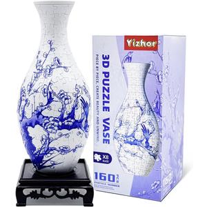 3D Puzzle Vase,Unique Flower Vase Made by 160 Curved Plastic Pieces for Adults, Warming Gift for Flower Arrangements and Home Decoration, Crafts for Adults (Plum Blossom)