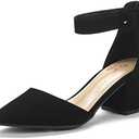 DREAM PAIRS ANNEE Pointed Toe Low Chunky Heels Pump Shoes Black 8.5