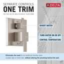 Delta Modern Square Shower System Faucet Set, Brushed Nickel 6.5-inch Shower Head and Handle Set, Valve Trim Kit, Spotshield Stainless T342703-SP (Valve Not Included)