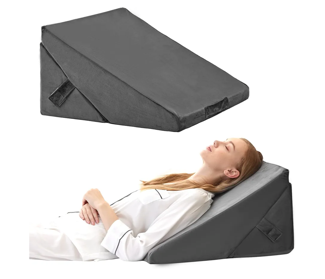 Bedluxe Wedge Pillow for Sleeping, Adjustable 9&12 Inch Foldable Bed Wedge Pillow Set, Orthopedic Memory Foam Triangle Pillows Wedge, 7-in-1 Elevated Pillows for Leg and Back Support, Velvet