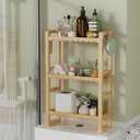 AmazerBath Bamboo Over The Toilet Storage Shelf - 3-Tier Bathroom Organizers and Storage Shelves, 2 in 1 Dual Stable Above Over Toilet Bamboo Shelf Home Storages Rack for Small Bathroom, Space Saver (Natural Color)