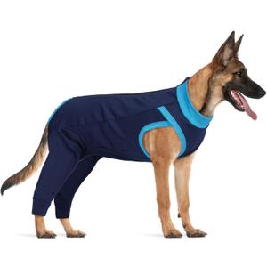 LelePet Dog Recovery Suit for Rear Legs to Stop Licking Hind Legs Abdomen Wounds, Dog Onesie for Surgery Female Male,Dog Pants to Prevent Licking for Small to Large Dogs, Cone Alternative (XS-3XL) (Navy Blue)