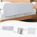 Q-MIULIKE Baby Bed Rail for Toddlers Portable Foldable 27 Height Adjustable Travel Toddler Bed Rails Easy to Install Suitable for Full King Queen Twin Bed Sizes (Grey 47 Inch, 1 Piece)