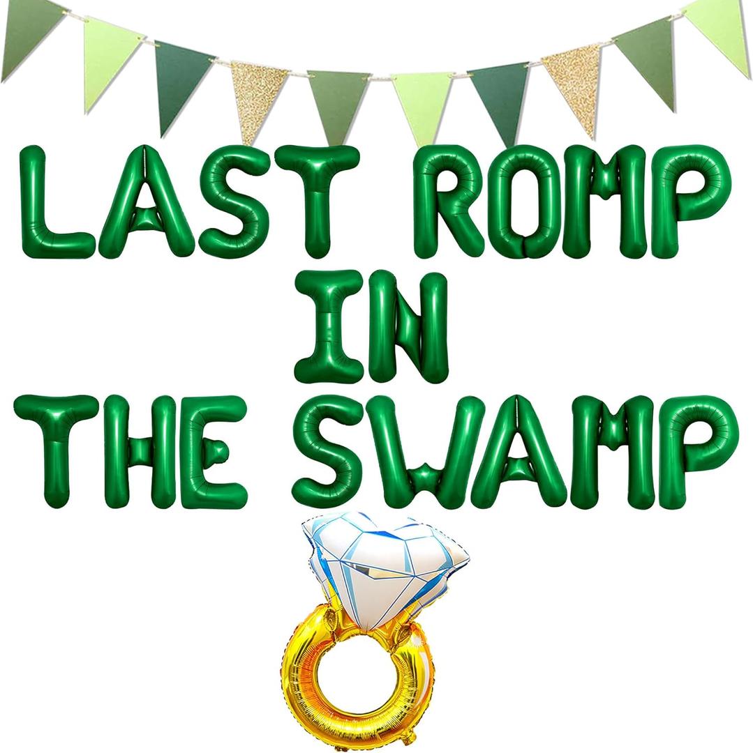 Last Romp in The Swamp Banner Balloons Swamp Bachelorette Party Decorations Funny Bridal Shower Party Decor Bachelorette Decorations