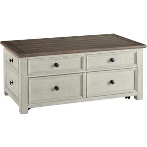 Signature Design by Ashley Bolanburg Lift-Top Coffee Table with Storage Two-Tone Rustic Farmhouse Cocktail Table  Brown/White