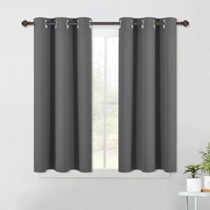 Grey Kitchen Blackout Short Curtain Panels for Bedroom, Thermal Insulated Grommet Top Blackout Draperies and Drapes (2 Panels, 41 x 98 -Inch, Grey) 2 Pack