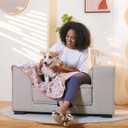 Luciphia 1 Pack 3 Blankets Super Soft Fluffy Premium Fleece Pet Blanket Flannel Throw for Dog Puppy Cat Paw Brown/Pink/White Small(23x16 inch)
