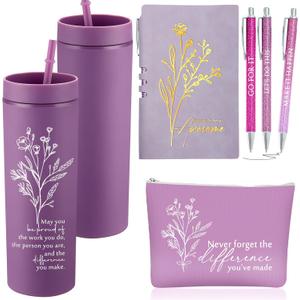 Funnymoom 6 Pcs Employees Appreciation Gift Set for Women, Teacher Principal Appreciation Gifts, Thank You Box for 16 oz Tumbler Makeup Bag Journal Pens Mother's Day for Nurse Mentor Coworke (May You Be Proud, Purple)