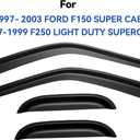 Window Visors Rain Guards for 1997-2003 Ford F150 SuperCab, Out-Channel Window Vent Wind Deflectors Visors Shades for 1997-1999 F250 Light Duty, 2004 F-150 Heritage (Super/Extended Cab)