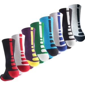 OLCHEE Boys Sock Basketball Soccer Hiking Ski Athletic Outdoor Sports Thick Calf High Crew Socks Multipack (Small, B: 4 Pack (Crew Length))