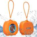 Speaker, Small Portable Bluetooth Wireless IPX5 Waterproof Shower Speaker, Loud Stereo Sound Deep Bass, TWS Pair, RGB Lights, Long Playtime for Outdoor Party, Great Gift, 1PC (Orange)